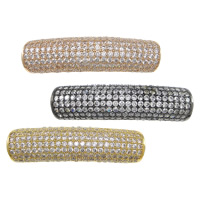 Cubic Zirconia Micro Pave Brass Beads, Tube, plated, micro pave cubic zirconia & hollow Approx 