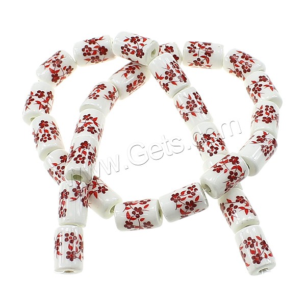 Printing Porcelain Beads, Column, different size for choice & with flower pattern, more colors for choice, Length:Approx 13.5 Inch, Sold By Strand