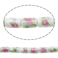 Printing Porcelain Beads, Column, with flower pattern Approx 2.5mm Approx 14 Inch, Approx 