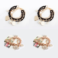 Chain Woven Bracelets, Zinc Alloy, with Satin Ribbon & Crystal & Plastic Pearl, with 1.5Inch extender chain, gold color plated, charm bracelet & twist oval chain &  & faceted & with rhinestone 22mm Approx 15.7 Inch 