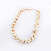 Plastic Pearl Necklace, Zinc Alloy, with Plastic Pearl, gold color plated, with rhinestone, 20mm Approx 15.7 Inch 