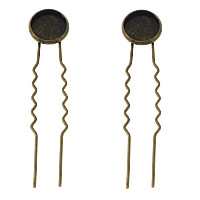 laiton Accessoires pince à cheveux, Plaqué de couleur de bronze antique Diamètre inté Environ 12mm, Vendu par PC