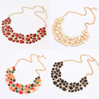 Fashion Statement Necklace, Zinc Alloy, with Resin, with 1.5Inch extender chain, gold color plated, faceted & with rhinestone 30mm Approx 17.7 Inch 