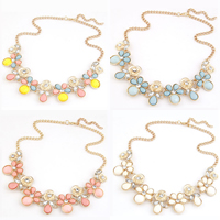 Fashion Statement Necklace, Zinc Alloy, with Resin, with 1.5Inch extender chain, Flower, gold color plated, faceted & with rhinestone 20mm Approx 15.7 Inch 