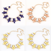 Fashion Statement Necklace, Zinc Alloy, with Crystal & Resin, with 1.5Inch extender chain, gold color plated, faceted & with rhinestone 38mm Approx 19.6 Inch 