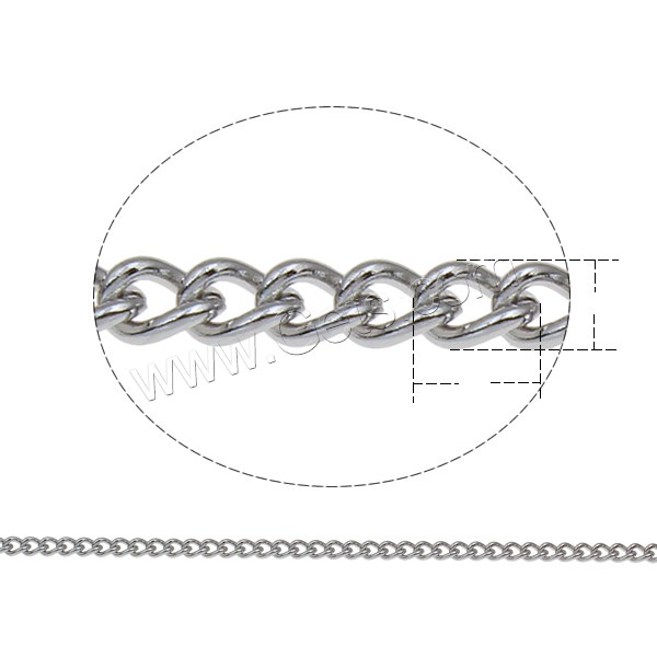 Stainless Steel Oval Chain, with plastic spool, different size for choice & twist oval chain, original color, 100m/Spool, Sold By Spool