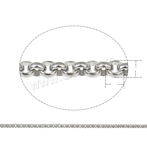 Stainless Steel Rolo Chain, with plastic spool, different size for choice, original color, 25m/Spool, Sold By Spool