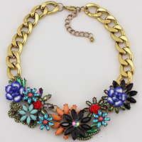 Fashion Statement Necklace, Zinc Alloy, with Polymer Clay & Crystal & Resin, with 1.5Inch extender chain, gold color plated, curb chain & faceted Approx 17.7 Inch 