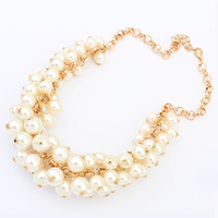 Plastic Pearl Necklace, Zinc Alloy, with Plastic Pearl, with 1.5Inch extender chain, rose gold color plated, round link chain, 25mm Approx 20.8 Inch 