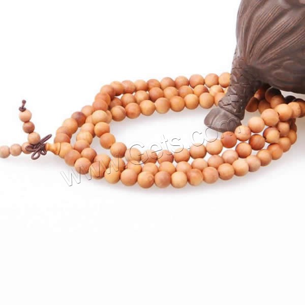 108 Perlen Mala, Sandelholz, mit elastischer Faden, buddhistischer Schmuck & verschiedene Größen vorhanden & 4-Strang, 108PCs/Strang, verkauft von Strang