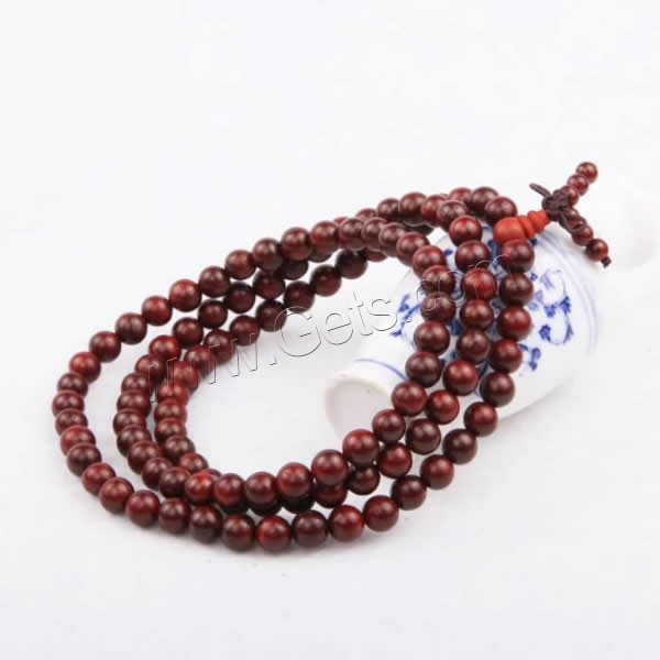108 Mala Beads, Rosewood, with Elastic Thread, Buddhist jewelry & different size for choice & 4-strand, 108PCs/Strand, Sold By Strand