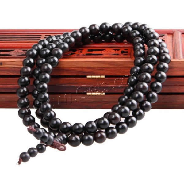108 perles de Mala, black Sandalwood, avec fil élastique, bijoux bouddhiste & normes différentes pour le choix & 5 brins, Vendu par brin