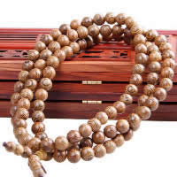 108 Perlen Mala, Huhn Wingwood, mit elastischer Faden, buddhistischer Schmuck & verschiedene Größen vorhanden & 4-Strang, 108PCs/Strang, verkauft von Strang