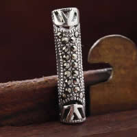 Thailand Sterling Silver Tube Beads, Curved Tube, micro pave cubic zirconia & hollow Approx 2-3mm 