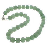 Green Aventurine Necklace, zinc alloy lobster clasp, Cube, natural, 9-12mm Approx 18 Inch 