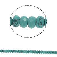 Synthetische Türkis Perlen, Rondell, facettierte, blau, 8x5mm, Bohrung:ca. 1.5mm, Länge:ca. 15.7 ZollInch, ca. 75PCs/Strang, verkauft von Strang