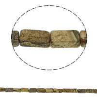 Landschafts-Jaspis Perlen, Bild Jaspis, Rechteck, natürlich, 6x12x4mm, Bohrung:ca. 1.5mm, Länge:ca. 15.7 ZollInch, ca. 33PCs/Strang, verkauft von Strang