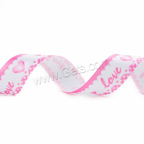 Polyester Ribbon, word love, printing, with heart pattern & different size for choice & single-sided, Sold By Yard