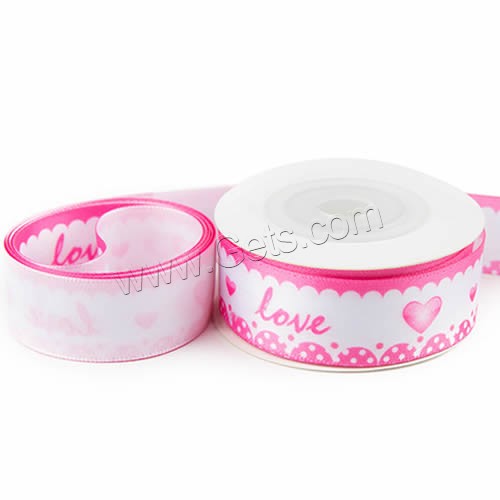 Polyester Ribbon, word love, printing, with heart pattern & different size for choice & single-sided, Sold By Yard