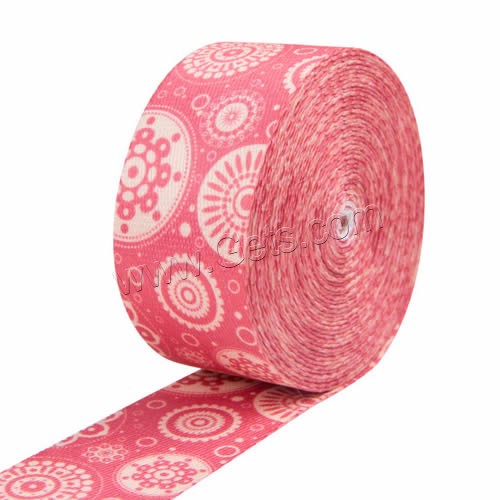 Polyester Ribbon, printing, different size for choice & with flower pattern & double-sided, Sold By Yard