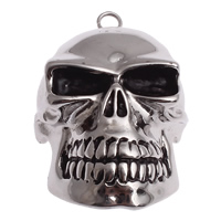 Stainless Steel Skull Pendant, blacken, original color Approx 4mm 