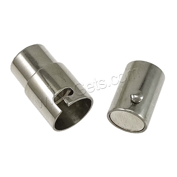 Round Stainless Steel Magnetic Clasp, 316 Stainless Steel, Tube, original color, 18x8x9mm, Hole:Approx 6mm, Sold By PC