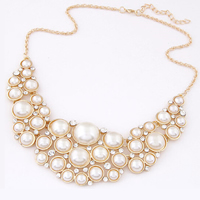 Plastic Pearl Necklace, Zinc Alloy, with Plastic Pearl, with 1.5Inch extender chain, rose gold color plated, wheat chain & with rhinestone, 45mm Approx 19.6 Inch 