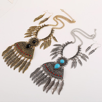 Fashion Zinc Alloy Jewelry Sets, earring & necklace, with Resin, brass earring hook, with 1lnch extender chain, Leaf, plated, twist oval chain 30mm,45mm,75mm,125mm Inch 