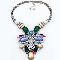 Fashion Statement Necklace, Zinc Alloy, with Crystal, with 1.5Inch extender chain, plumbum black color plated, faceted & with rhinestone, 90mm Approx 18.5 Inch 