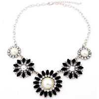 Fashion Statement Necklace, Zinc Alloy, with Crystal & Resin & Plastic Pearl, with 1.5Inch extender chain, platinum color plated, oval chain & faceted & with rhinestone, 40mm Approx 15.7 Inch 