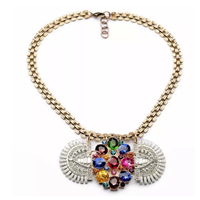 Fashion Statement Necklace, Zinc Alloy, with Crystal & Resin, with 1Inch extender chain, plated, faceted & with rhinestone, 45mm Approx 17.7 Inch 