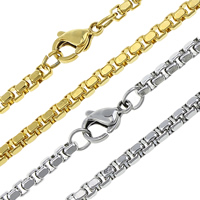 Halskette, Edelstahl, plattiert, Kastenkette, keine, 2.5x2.5x0.2mm, Länge:ca. 20 ZollInch, verkauft von Strang