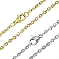 Halskette, Edelstahl, plattiert, Oval-Kette, keine, 3x2.5x0.5mm, Länge:ca. 17.5 ZollInch, verkauft von Strang