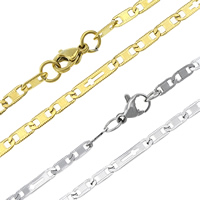 Collar de cadena de acero inoxidable, chapado, cadena Figaro, más colores para la opción, 10x2.5x0.3mm, 6x2.5x0.3mm, longitud:aproximado 17.5 Inch, Vendido por Sarta