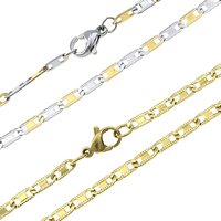 Halskette, Edelstahl, plattiert, Mariner-Kette, keine, 7x3x0.4mm, Länge:ca. 17.5 ZollInch, verkauft von Strang