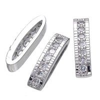 Brass Spacer Bar, platinum plated, micro pave cubic zirconia & Approx 1mm 