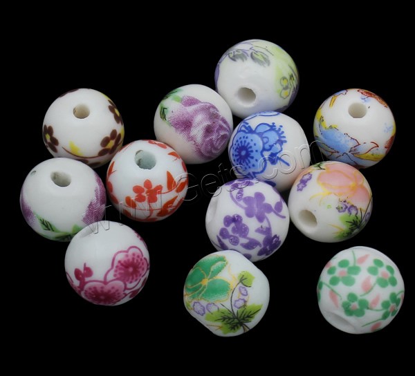 Printing Porcelain Beads, Round, different size for choice & different designs for choice, Sold By PC