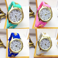 Unisex Wrist Watch, Zinc Alloy, with Glass & Silicone, Chinese movement, plated, adjustable 20mm Approx 9.5 Inch 
