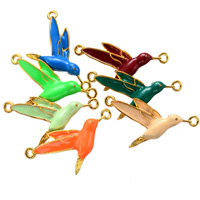 Tier Zinklegierung Schmuckverbinder, Kolibri, goldfarben plattiert, Emaille & 1/1-Schleife, keine, 37.6x18.9mm, Bohrung:ca. 2.1mm, verkauft von PC