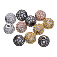 Cubic Zirconia Micro Pave Brass Beads, Round, plated, micro pave cubic zirconia 8mm Approx 1.63mm 