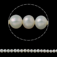 Perlas Patata Freshwater, Perlas cultivadas de agua dulce, natural, Blanco, 6-7mm, agujero:aproximado 0.8mm, longitud:aproximado 15 Inch, Vendido por Sarta