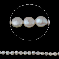 Perlas Moneda Freshwater, Perlas cultivadas de agua dulce, natural, Blanco, 9-10mm, agujero:aproximado 0.8mm, longitud:aproximado 15.3 Inch, Vendido por Sarta