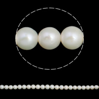 淡水養殖の真円真珠, 天然有核フレッシュウォーターパール, ラウンド形, 天然, ホワイト, グレードAA, 11-12mm, 穴:約 0.8mm, 長さ:約 15.5 インチ, 売り手 ストランド