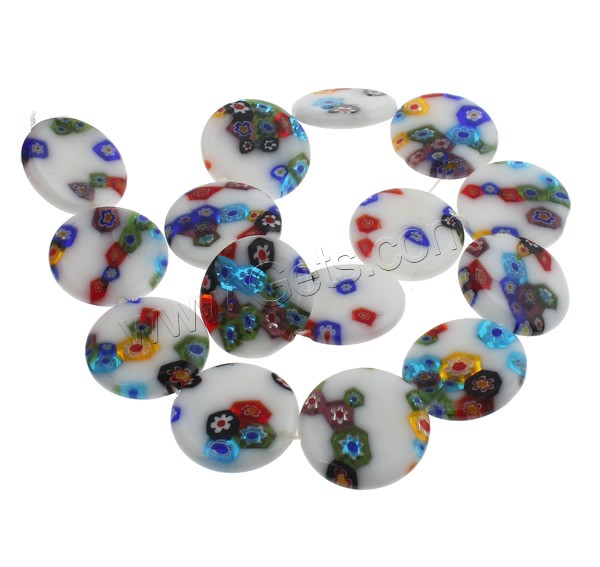 Millefiori Glass Beads, Flat Round, handmade, different size for choice, Hole:Approx 1mm, Length:Approx 14.2 Inch, Sold By Strand