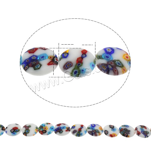 Perles en verre Millefiori, Plat rond, fait à la main, normes différentes pour le choix, Trou:Environ 1mm, Longueur:Environ 14.2 pouce, Vendu par brin