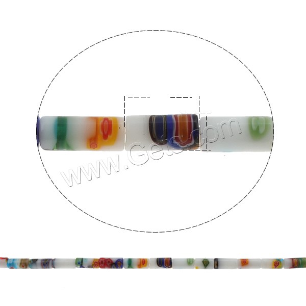 Millefiori Glass Beads, Tube, handmade, different size for choice, Hole:Approx 1mm, Length:Approx 14.5 Inch, Sold By Strand