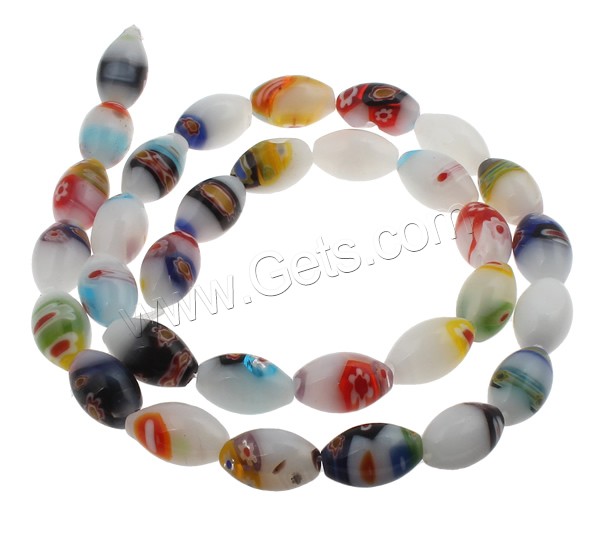 Millefiori Glass Beads, Oval, handmade, different size for choice, Hole:Approx 1mm, Length:Approx 15.7 Inch, Sold By Strand
