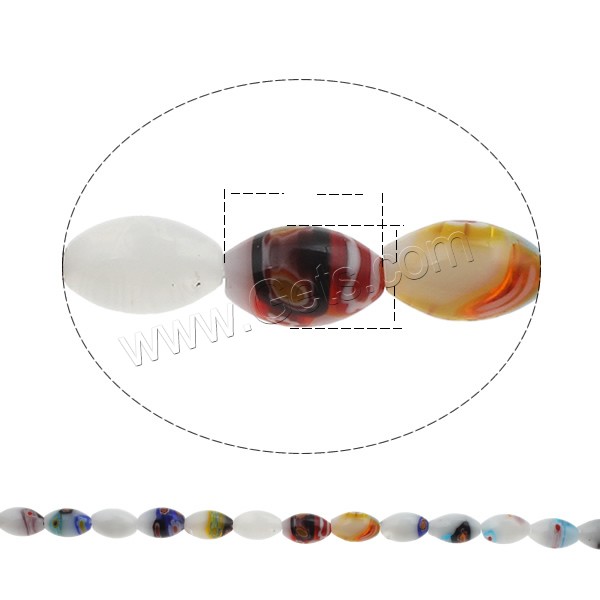 Millefiori Glass Beads, Oval, handmade, different size for choice, Hole:Approx 1mm, Length:Approx 15.7 Inch, Sold By Strand