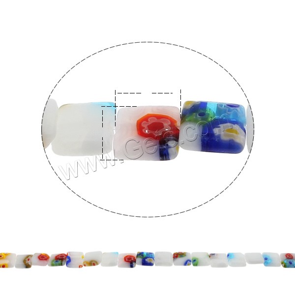 Perles en verre Millefiori, cadre, fait à la main, normes différentes pour le choix, Trou:Environ 1mm, Longueur:Environ 14.2 pouce, Vendu par brin