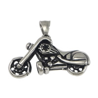 Stainless Steel Vehicle Pendant, Motorcycle, with rhinestone & blacken Approx 